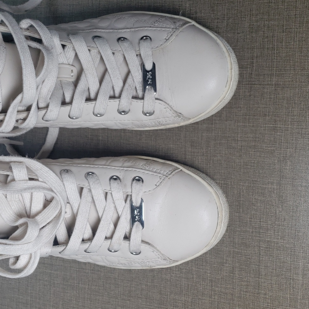 Coach Leather Ivory High Top Sneaker - SZ 6.5 - Picture 3 of 8